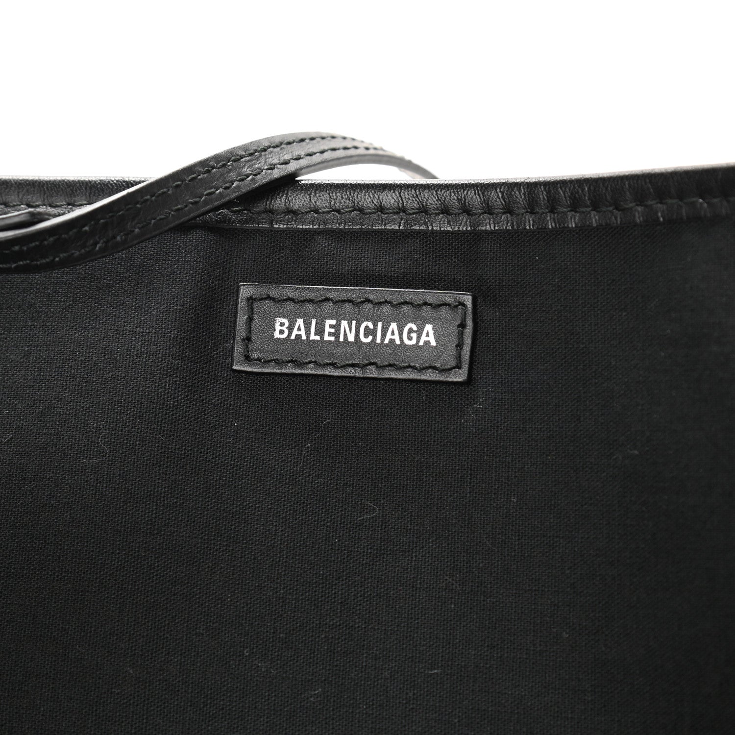 Balenciaga Cotton Canvas Satin Calfskin S Navy Cabas Natural Black 7 of 10