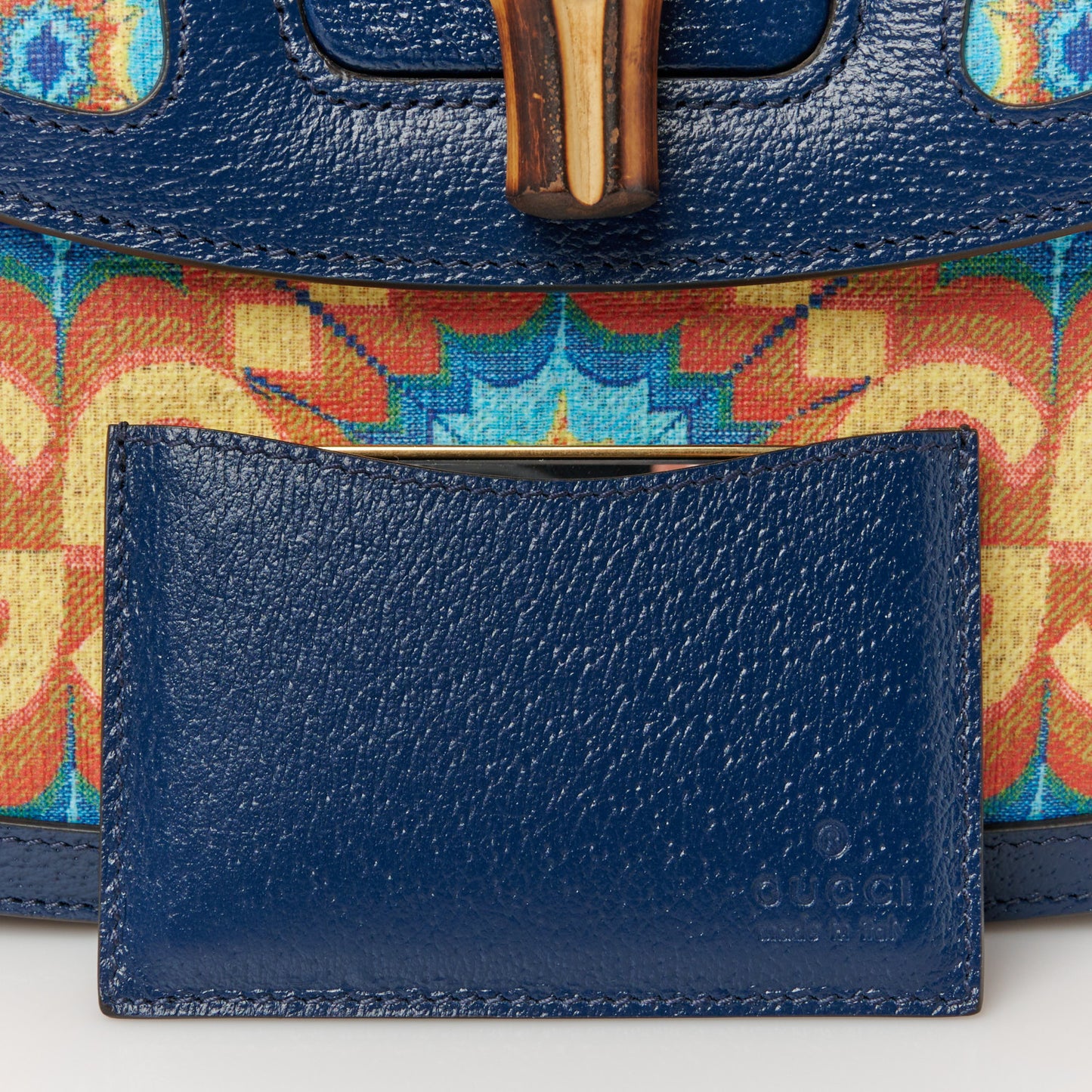 Calfskin Kaleidoscope Medium Bamboo 1947 Top Handle Bag Blue Orange Multicolor Blue Agata