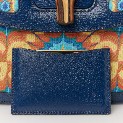 Gucci Calfskin Kaleidoscope Medium Bamboo 1947 Top Handle Bag Blue Orange Multicolor Blue Agata 11 of 11