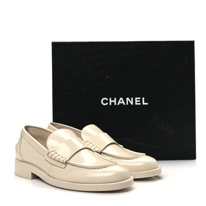 Chanel Shiny Calfskin Loafers 38 Beige 9 of 9