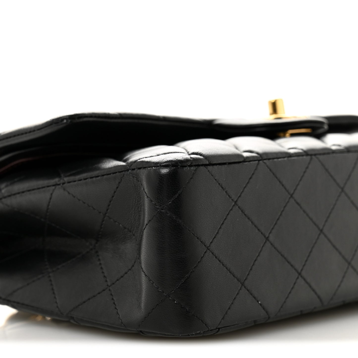Lambskin Quilted Medium Double Flap Black