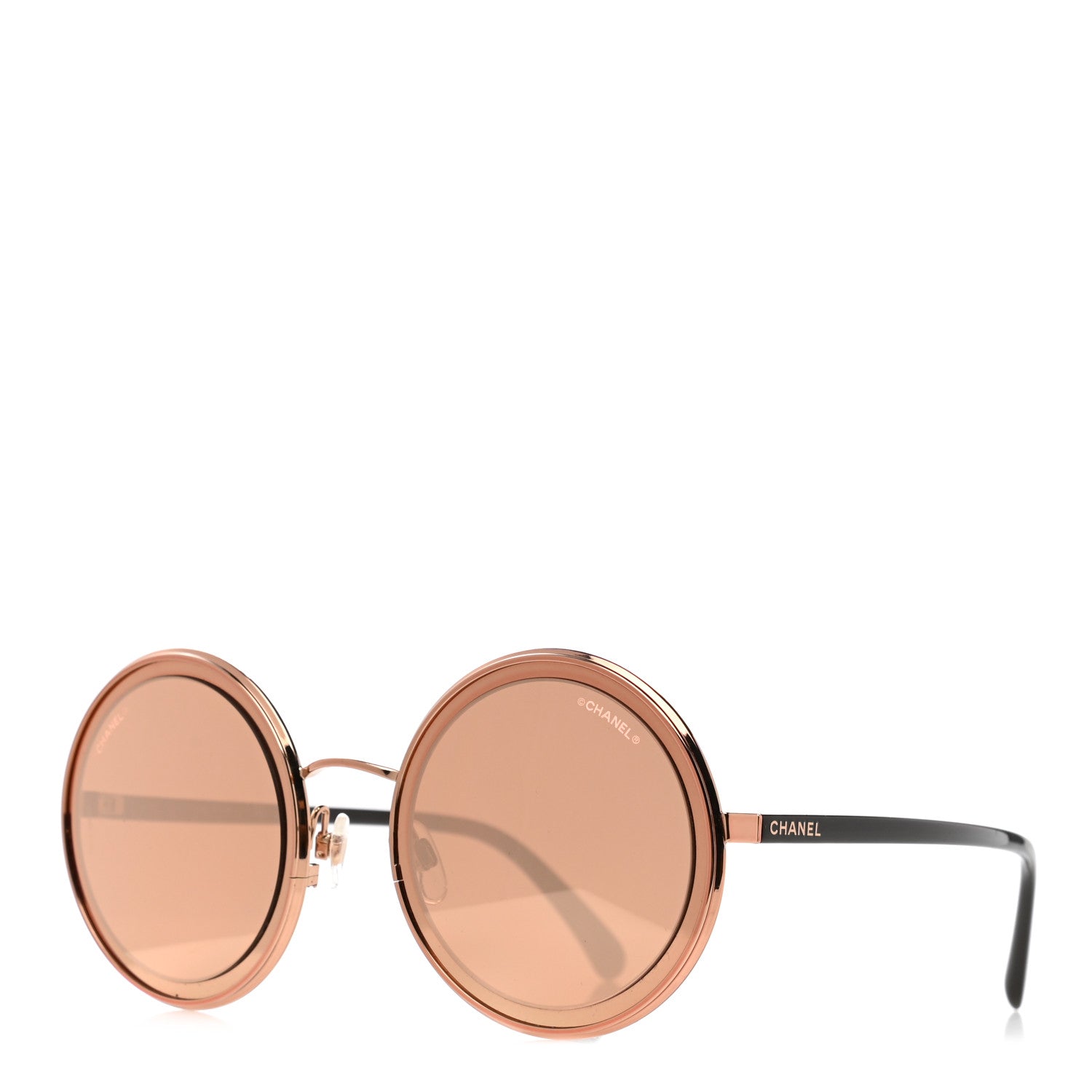 Chanel Metal Round Sunglasses 4226 Brown Rose Gold 1 of 8