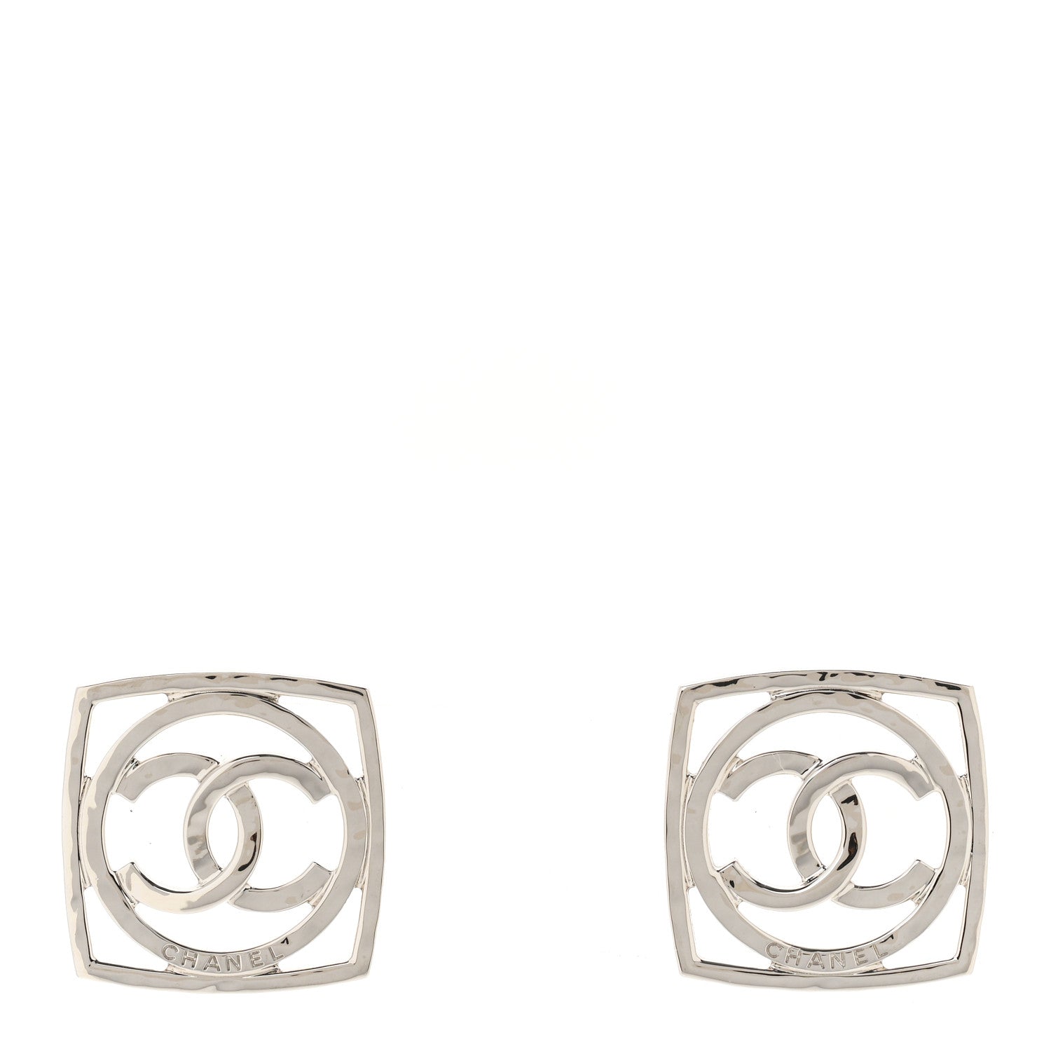 Chanel Metal Square CC Earrings Silver 1 of 4