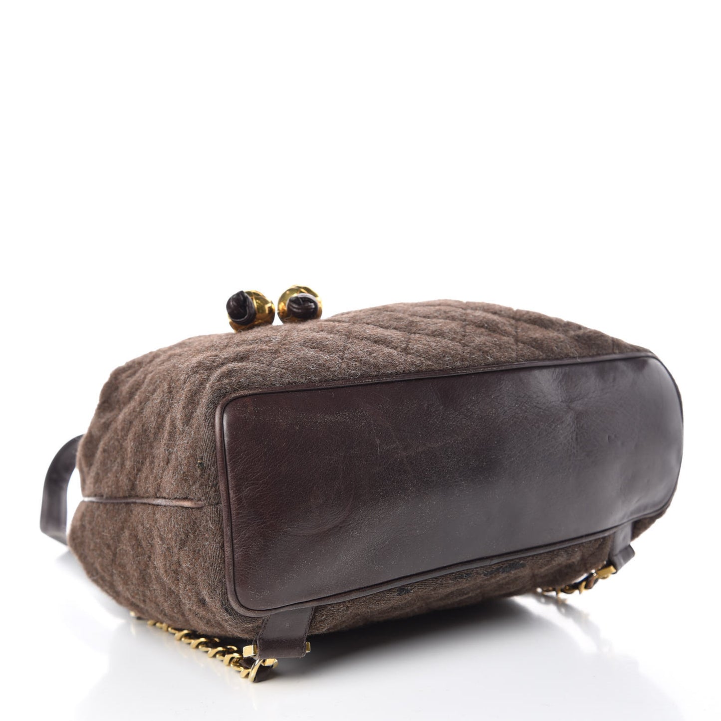 Wool Quilted Backpack Brown