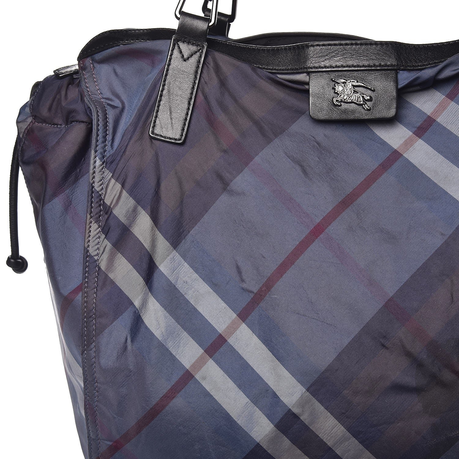 Burberry Nylon Nova Check Buckleigh Packable Tote Navy Blue 16 of 23