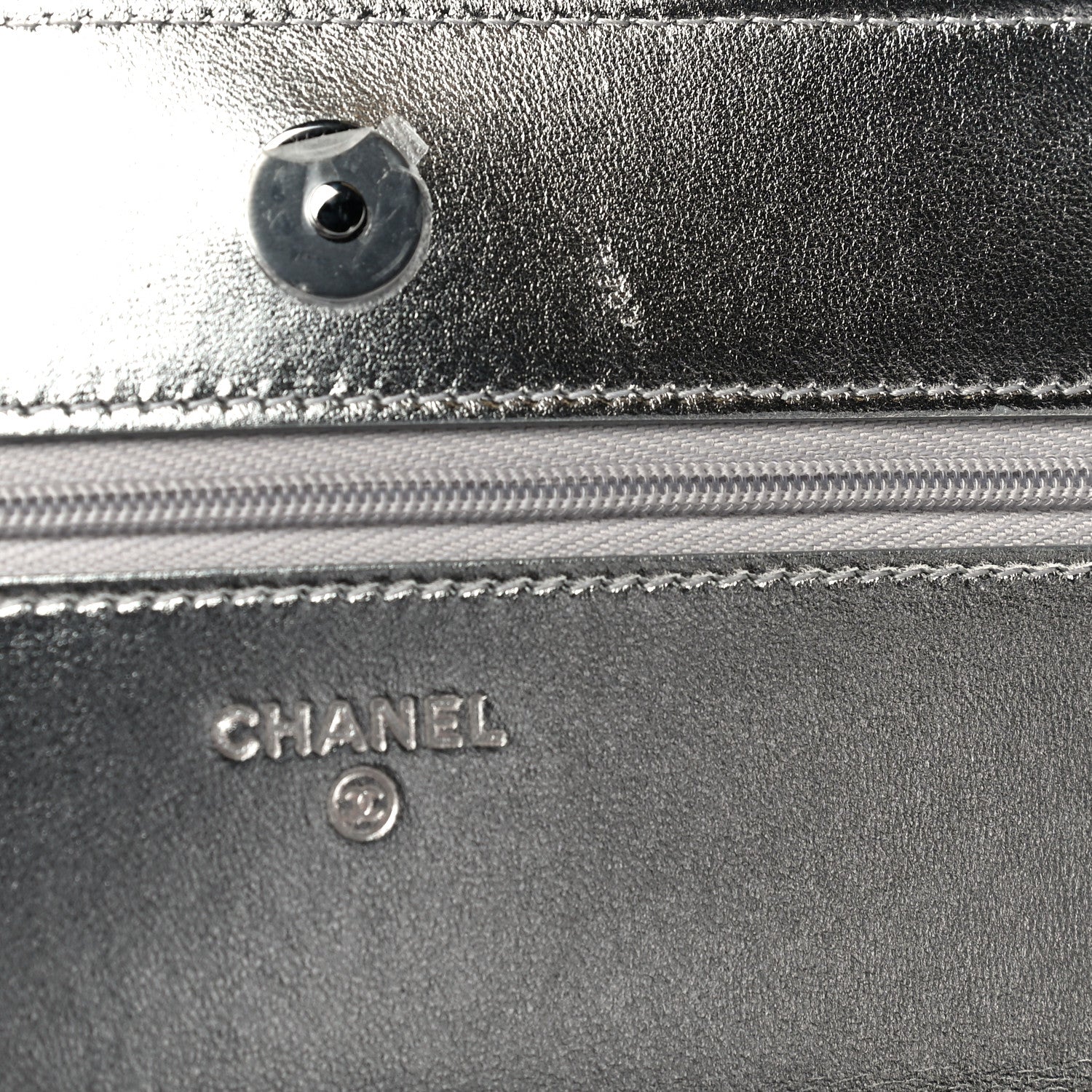 Chanel Gradient Metallic Calfskin Quilted Wallet On Chain WOC Silver Blue Yellow Purple 11 of 13