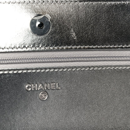 Chanel Gradient Metallic Calfskin Quilted Wallet On Chain WOC Silver Blue Yellow Purple 11 of 13