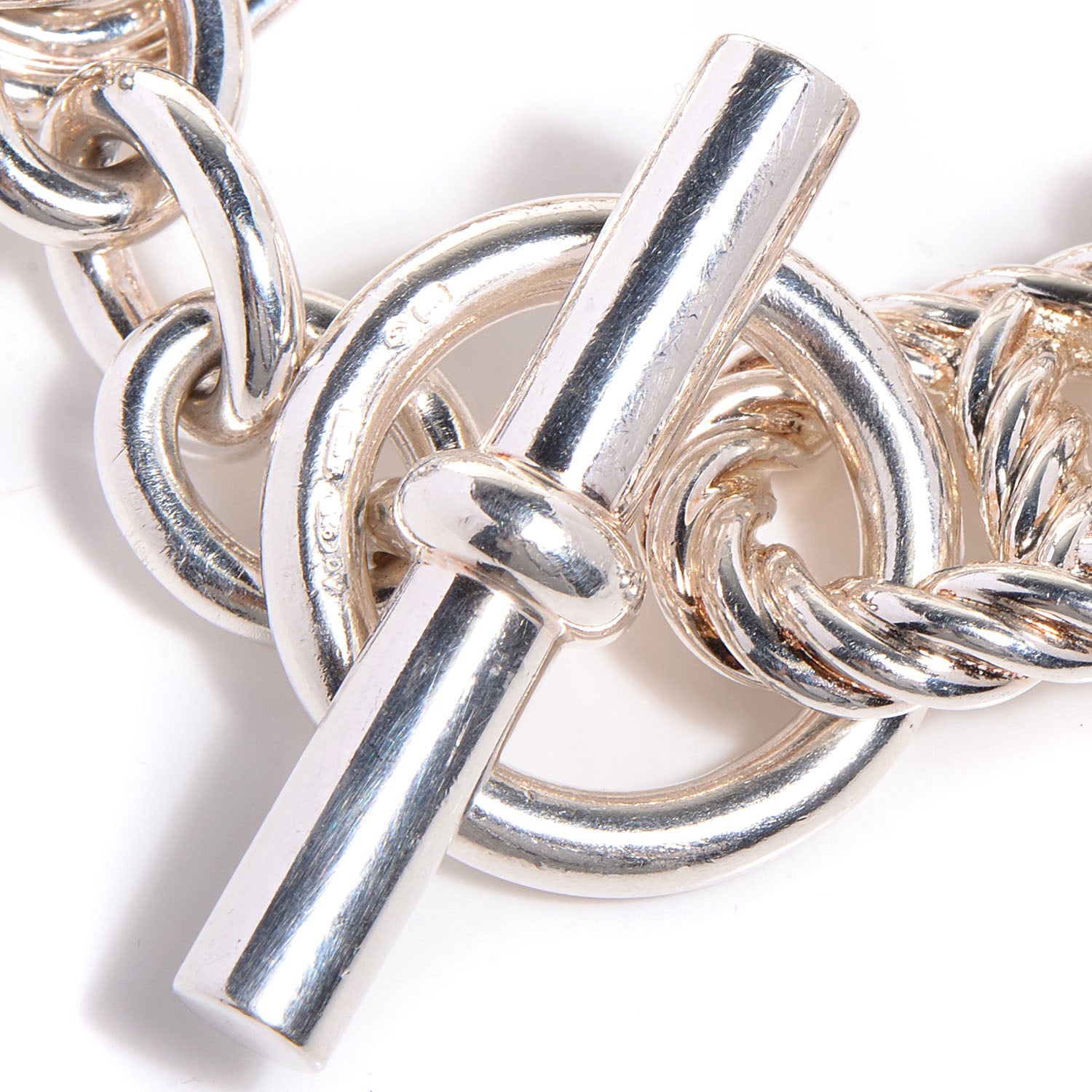 Hermes Sterling Silver Chain d'Ancre Parade Toggle Bracelet TGM Medium 3 of 6