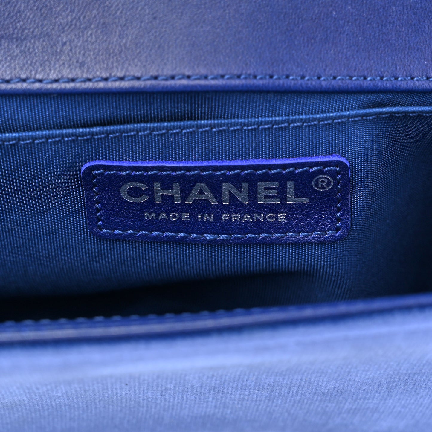 Velvet Quilted Medium Boy Flap Blue