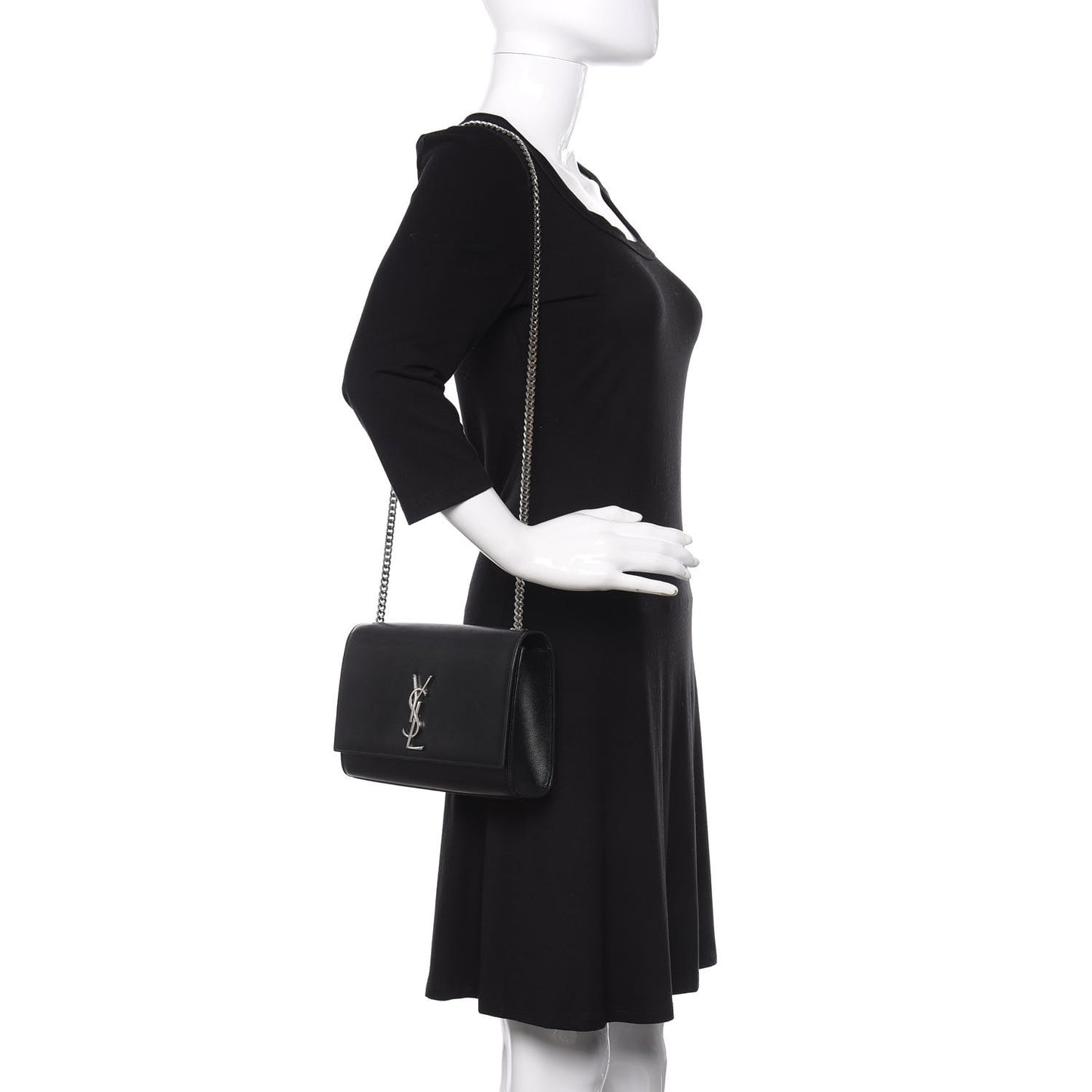 Grain De Poudre Medium Classic Monogram Kate Satchel Black