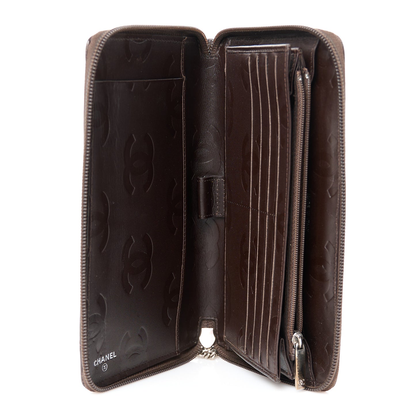 Calfskin Cambon Zip Around Organizer Wallet Brown