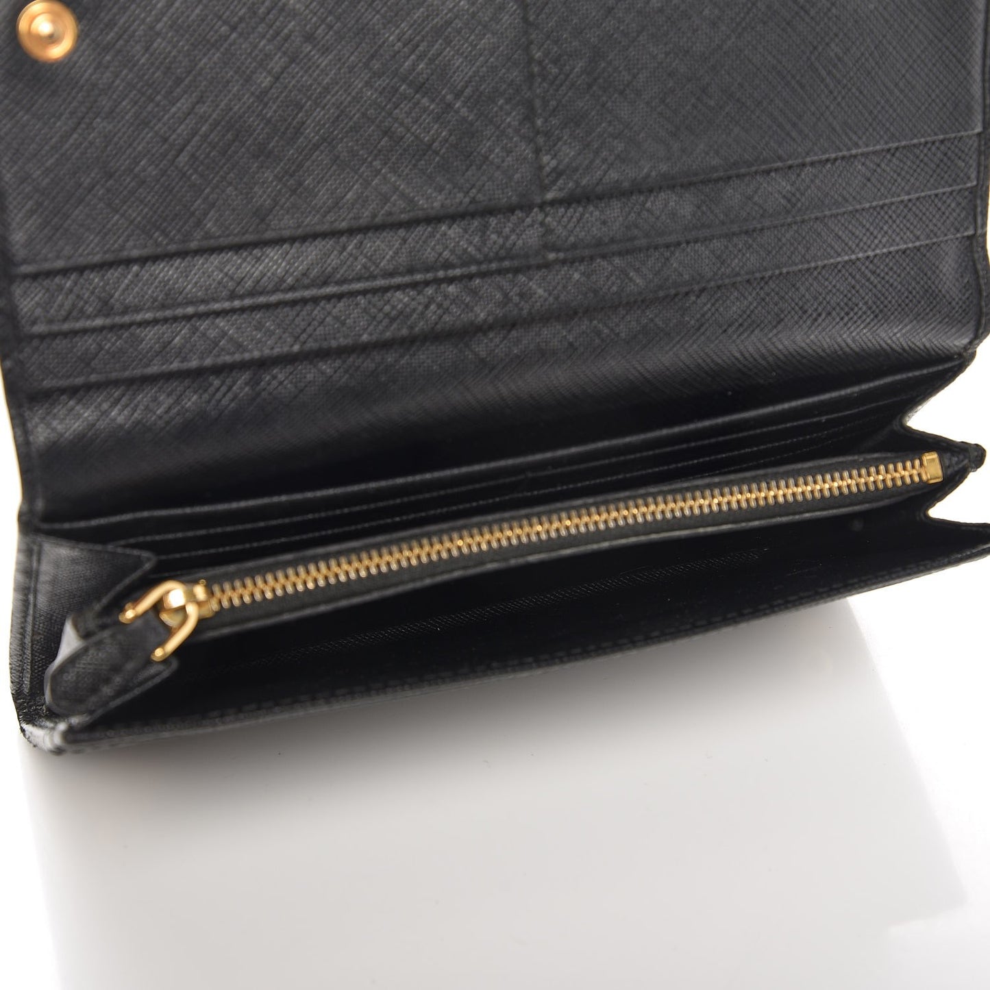 Saffiano Metal Continental Flap Wallet Nero Black