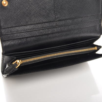 Prada Saffiano Metal Continental Flap Wallet Nero Black 5 of 7