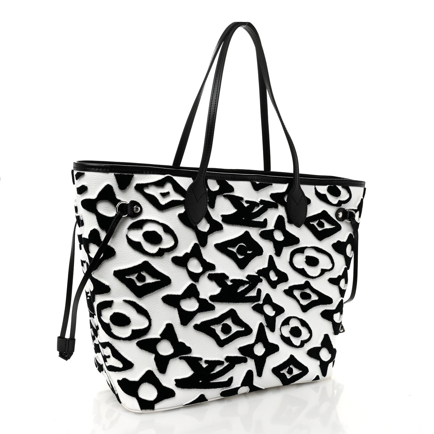 Louis Vuitton X UF Tufted Monogram Neverfull MM Black White 4 of 10