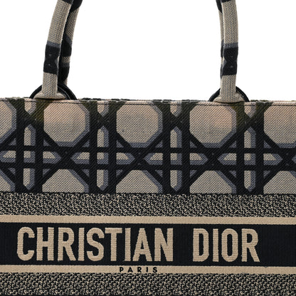 Christian Dior Canvas Macrocannage Embroidered Medium Book Tote Beige Blue 8 of 12