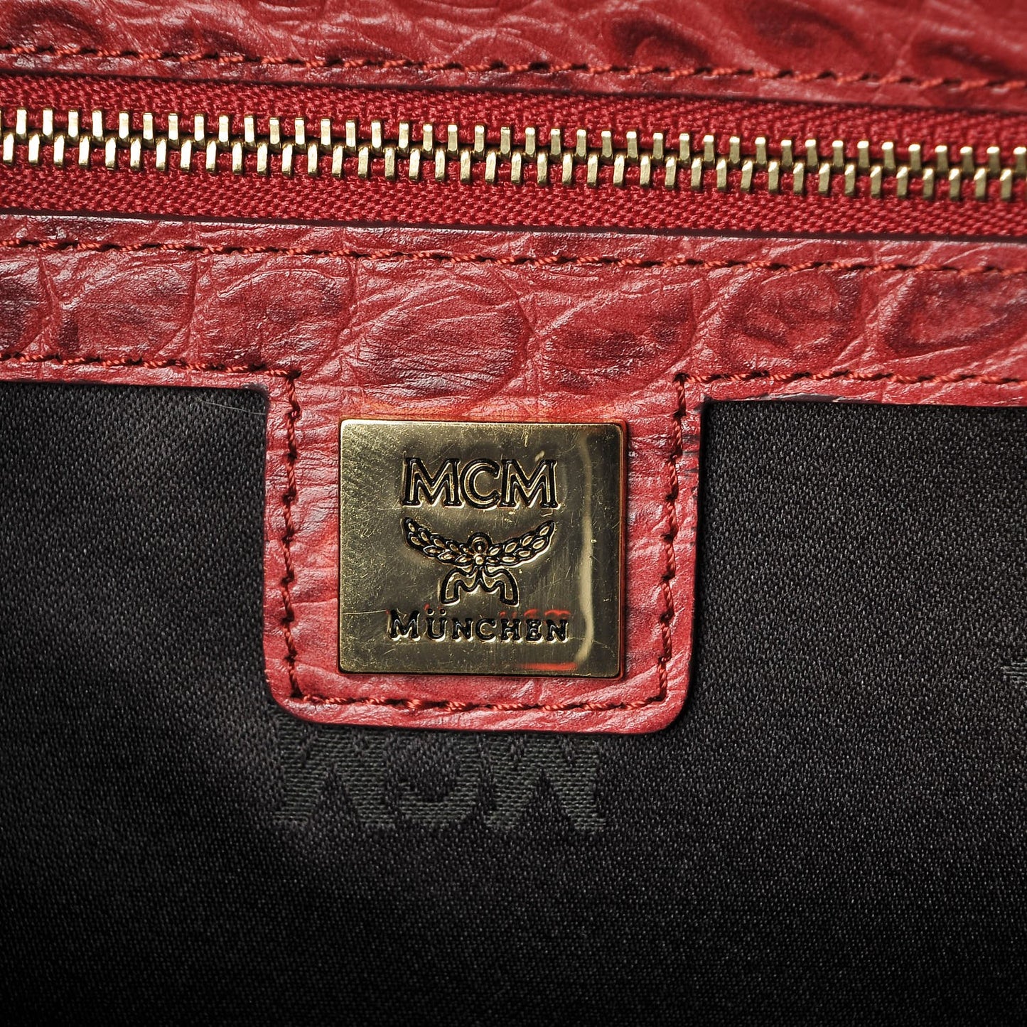 Snakeskin Embossed Visetos Studded Medium Stark Backpack Red Pink