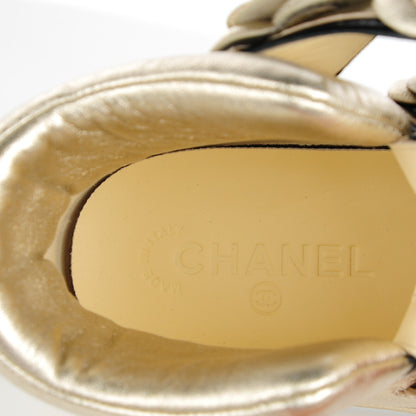 Chanel Metallic Lambskin Camellia High Top Sneakers 38 Gold 8 of 9