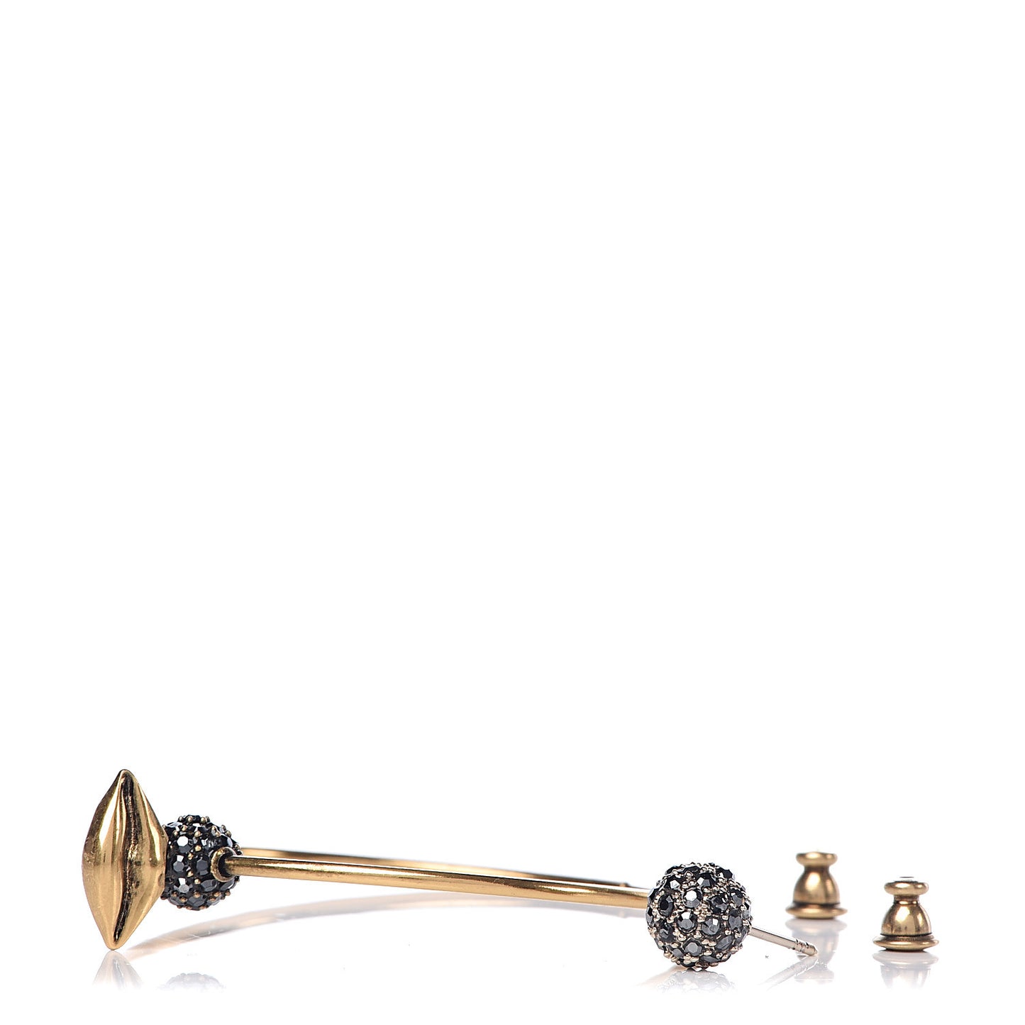 Crystal Metal Lips Hoop Earrings Aged Gold