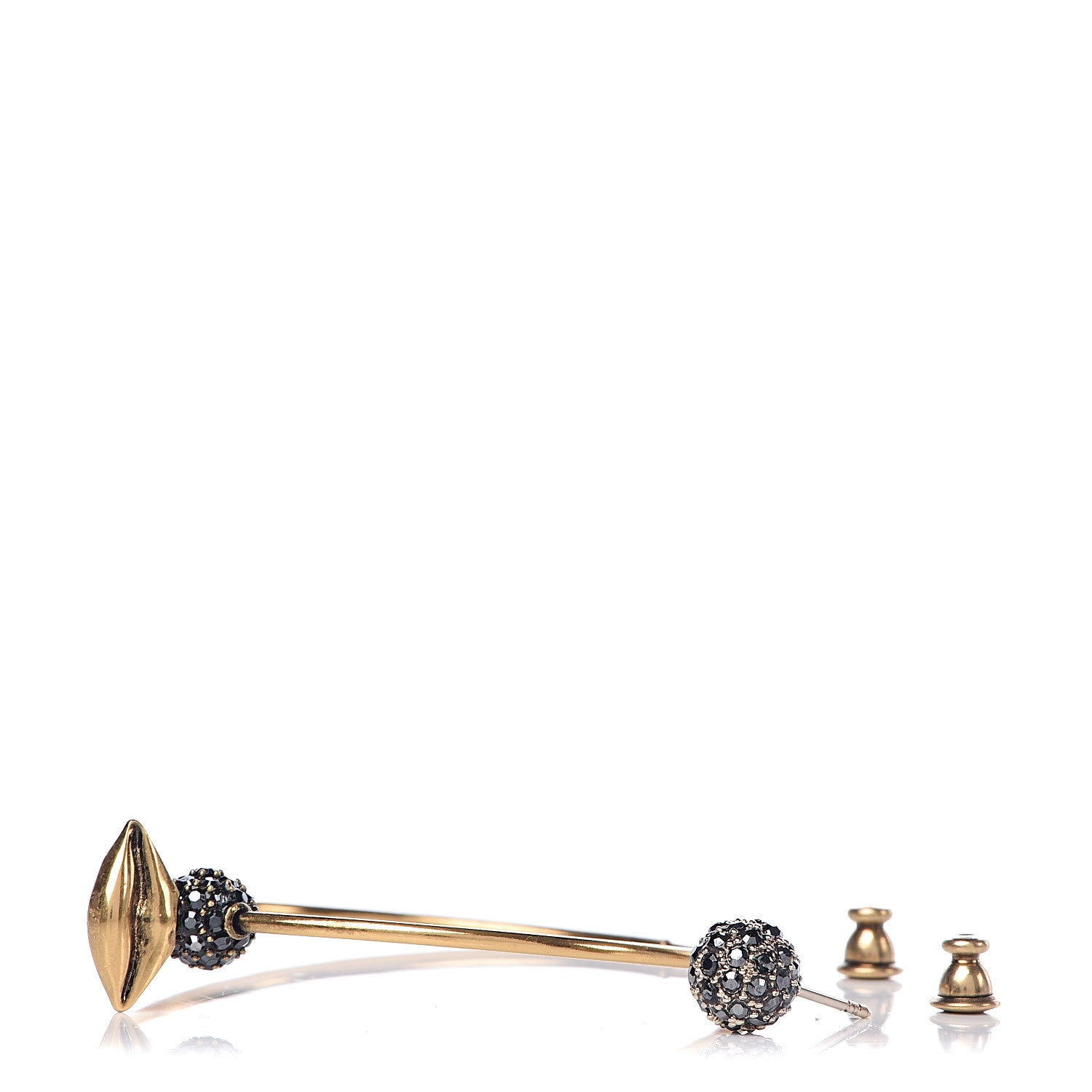 Christian Dior Crystal Metal Lips Hoop Earrings Aged Gold 3 of 4