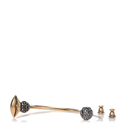 Christian Dior Crystal Metal Lips Hoop Earrings Aged Gold 3 of 4