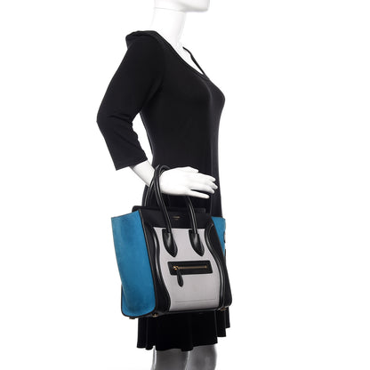 Celine Baby Grained Calfskin Nubuck Micro Tri-Color Luggage Light Grey 2 of 10