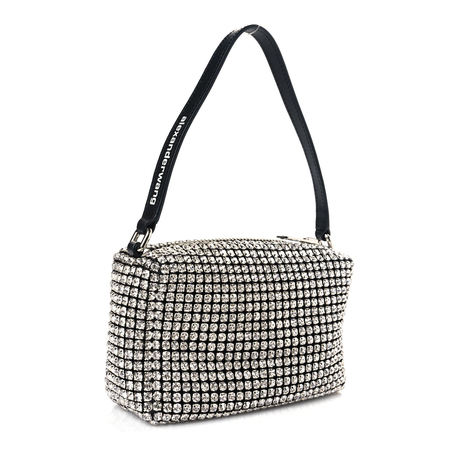 Alexander Wang Mesh Crystal Rhinestone Mini Heiress Pouch Black Silver 3 of 9