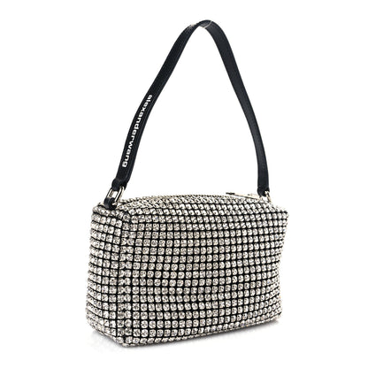 Alexander Wang Mesh Crystal Rhinestone Mini Heiress Pouch Black Silver 3 of 9