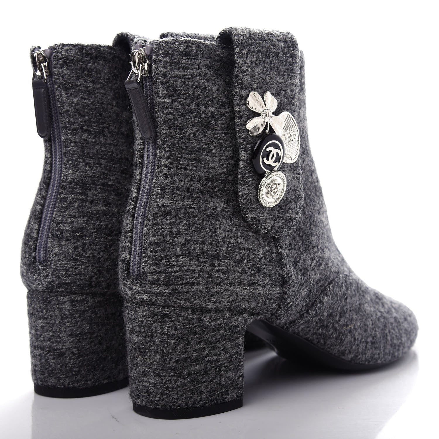 Chanel Tweed Short Boot 39.5 Grey 4 of 12