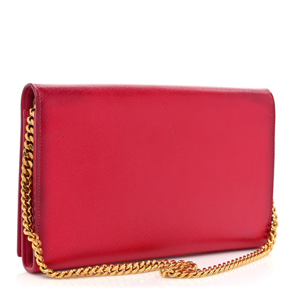 Saint Laurent Grain de Poudre Classic Letters Chain Wallet Fuchsia 2 of 21