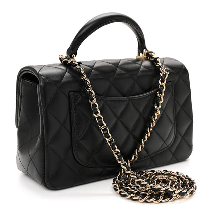 Chanel Lambskin Quilted Mini Top Handle Rectangular Flap Black 3 of 10