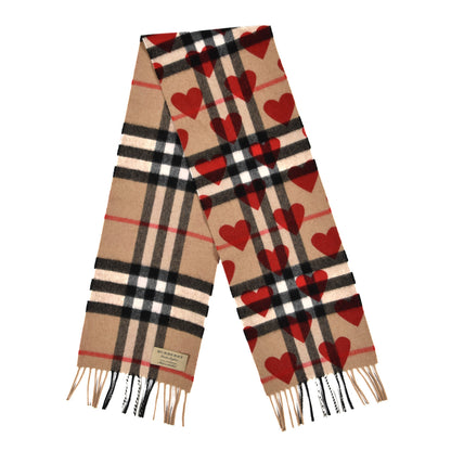 Burberry Cashmere Giant Heart Fringe Scarf Camel 2 of 4
