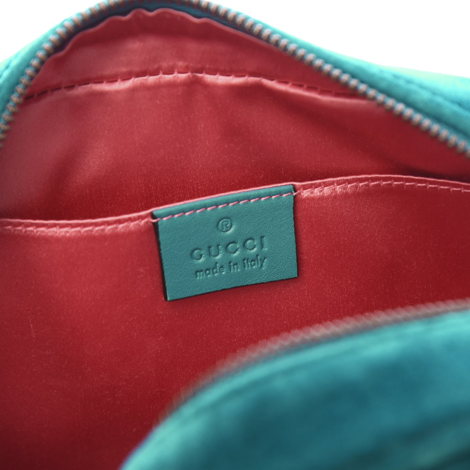 Gucci Velvet Matelasse Small GG Marmont Chain Shoulder Bag Pavone Cyan 8 of 10