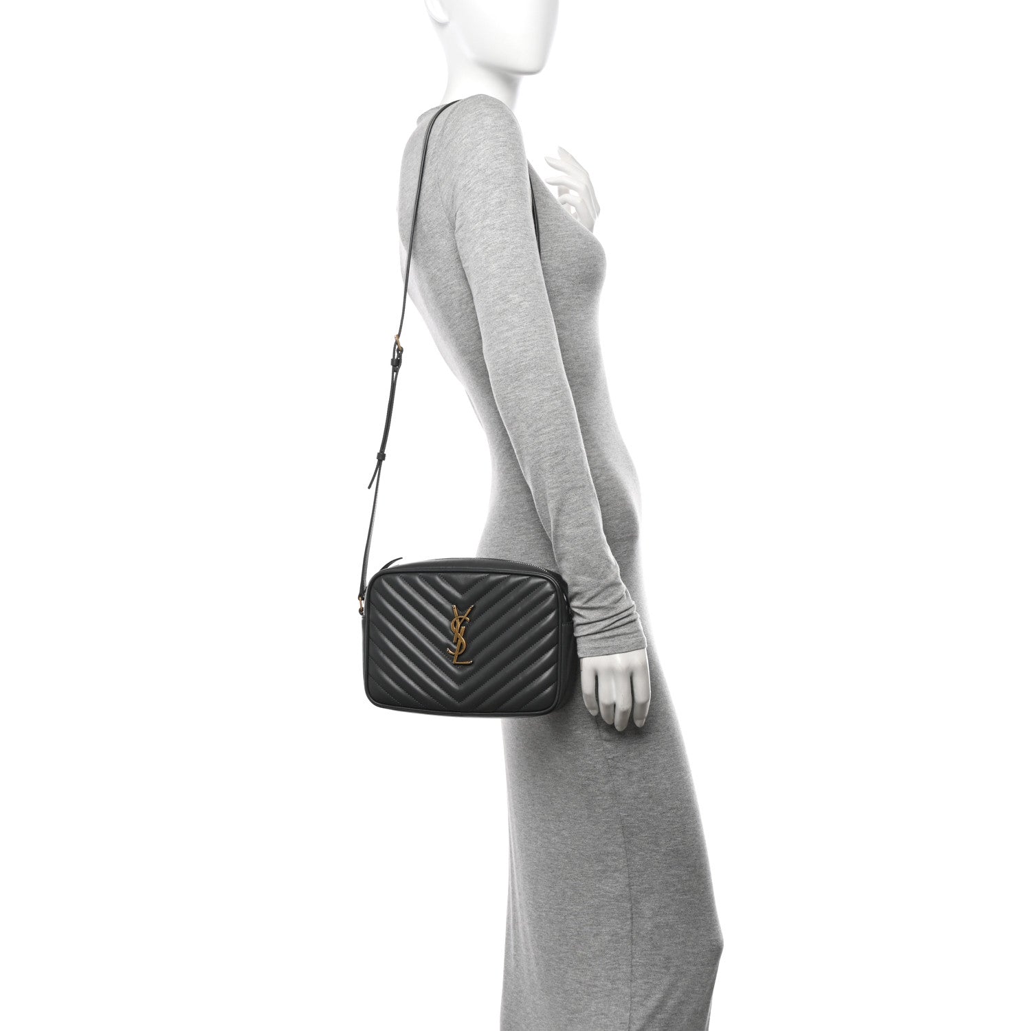 Saint Laurent Calfskin Matelasse Monogram Lou Camera Bag Storm 2 of 11