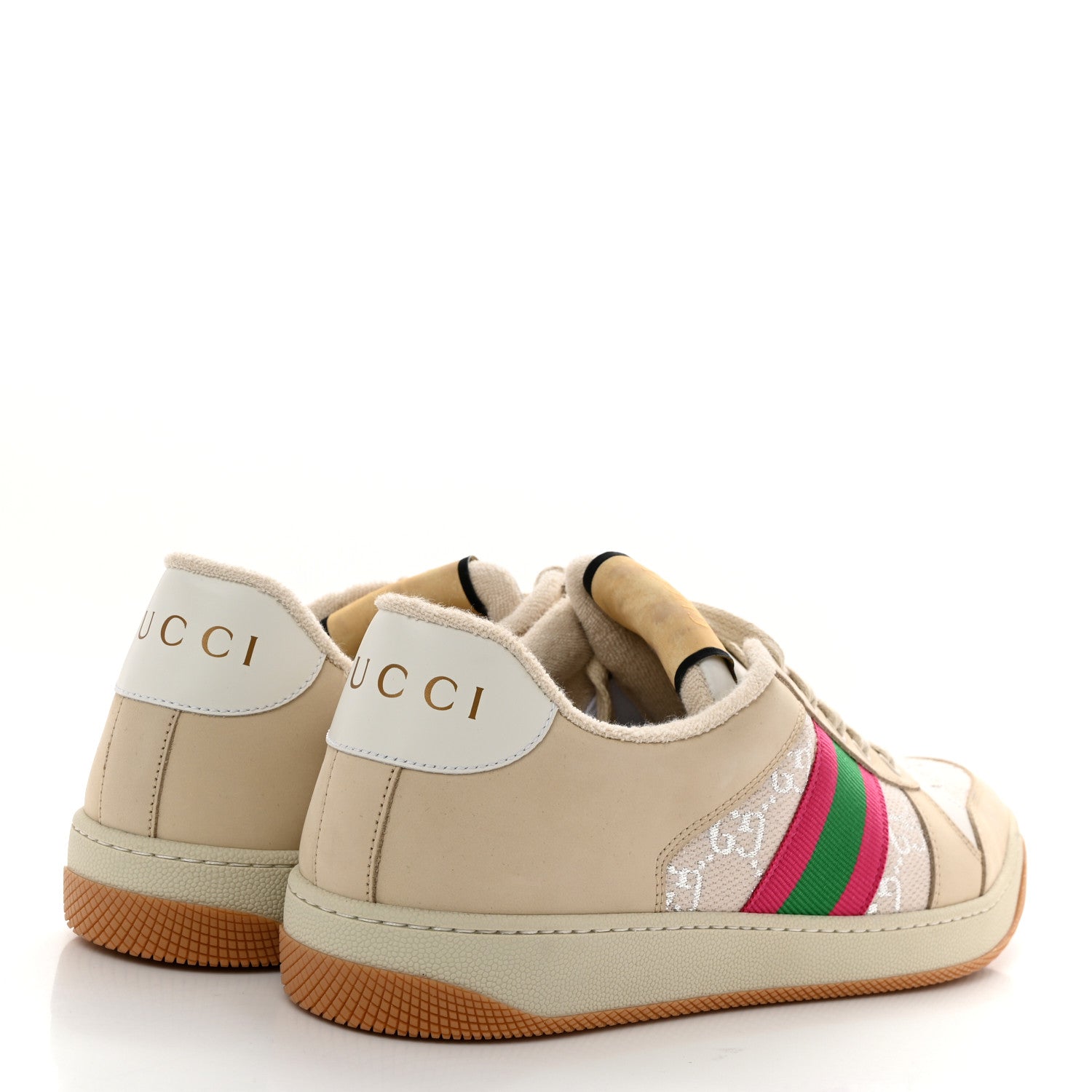 Gucci Lame GG Monogram Nubuck Web Screener Sneakers Gardenia Silver Dusty 40 Milk White 4 of 10