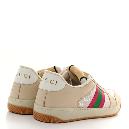 Gucci Lame GG Monogram Nubuck Web Screener Sneakers Gardenia Silver Dusty 40 Milk White 4 of 10