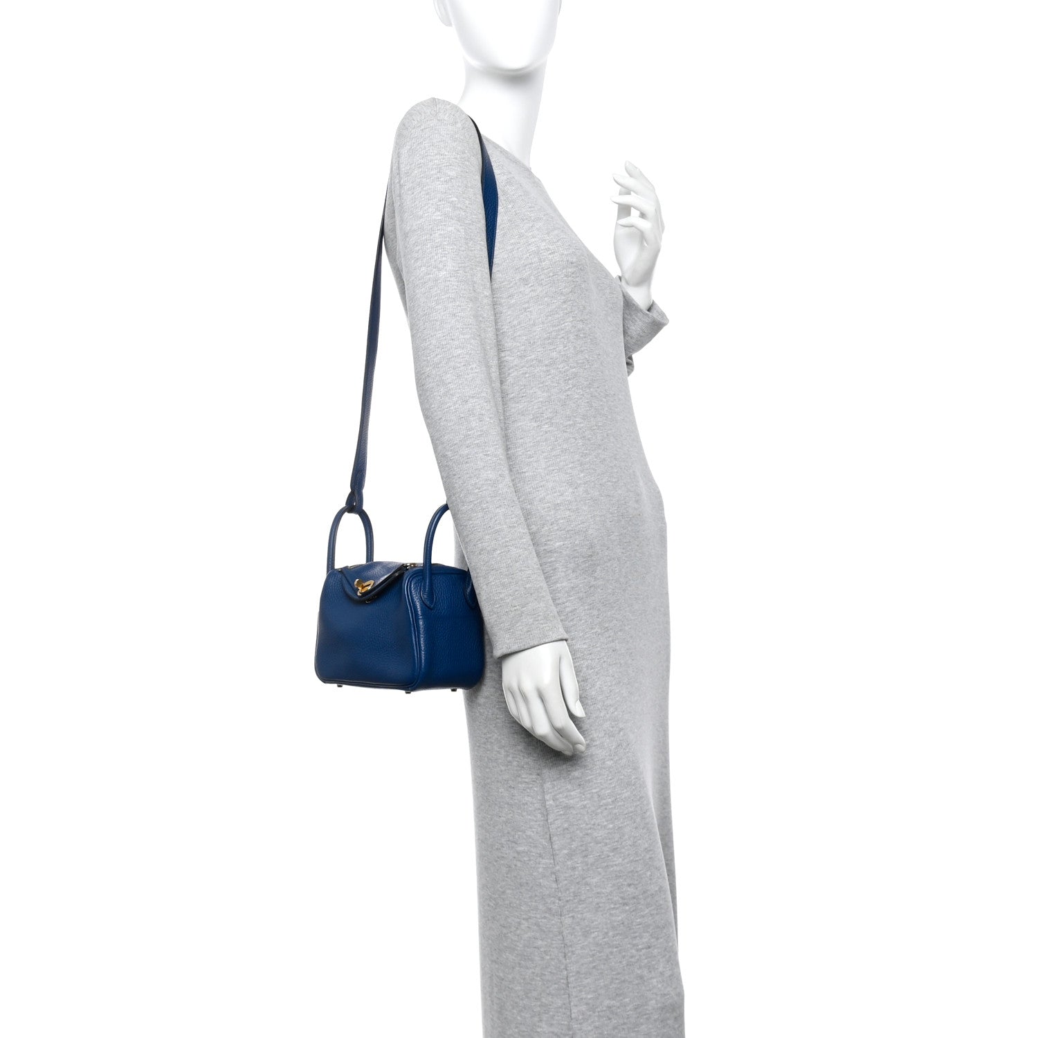 Hermes Taurillon Clemence Mini Lindy 20 Deep Bleu 2 of 21