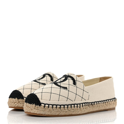 Chanel Fabric Biarritz CC Espadrilles 38 Beige Black 3 of 10