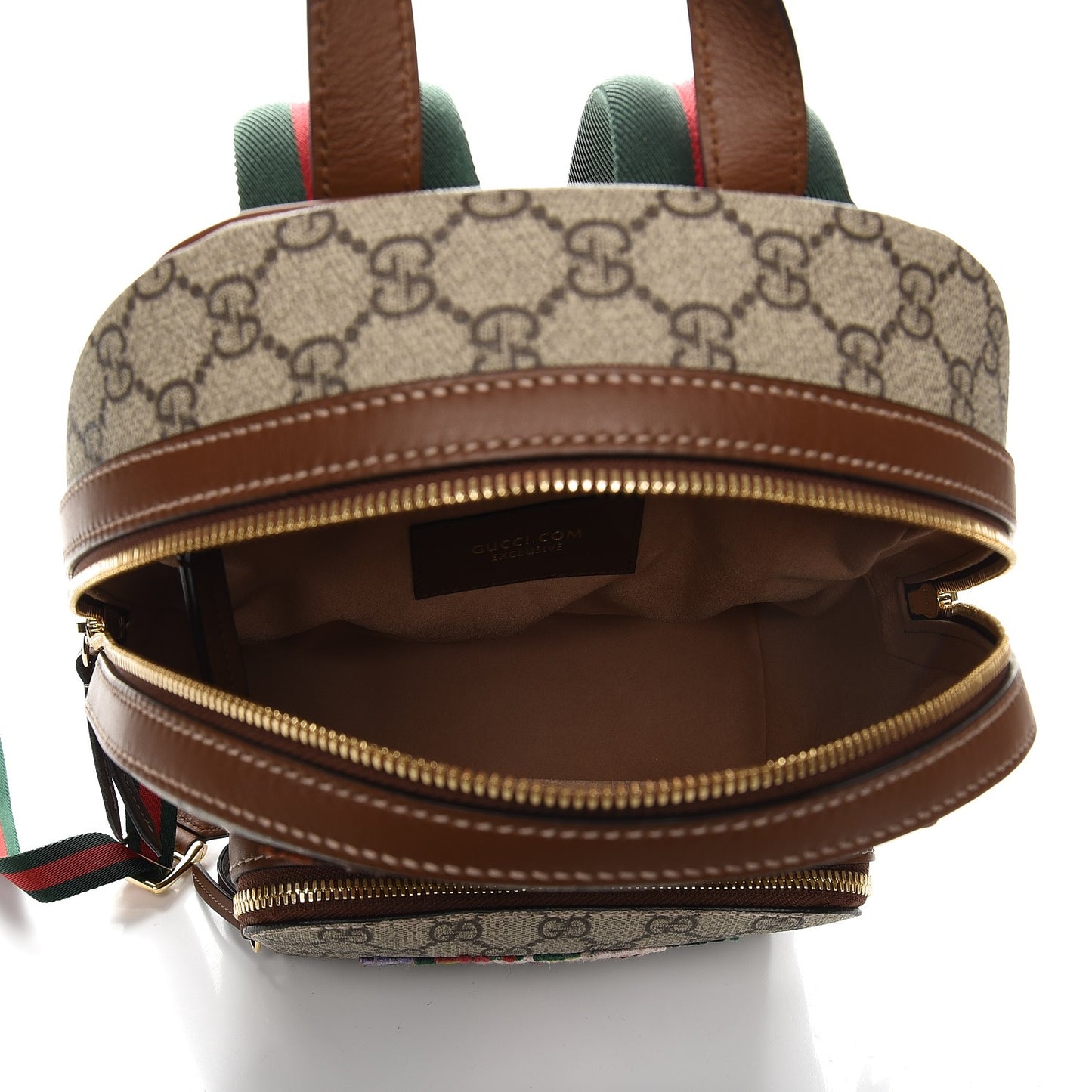 GG Supreme Monogram Web Garden Collection Embroidered Small Day Backpack Beige Tuscany
