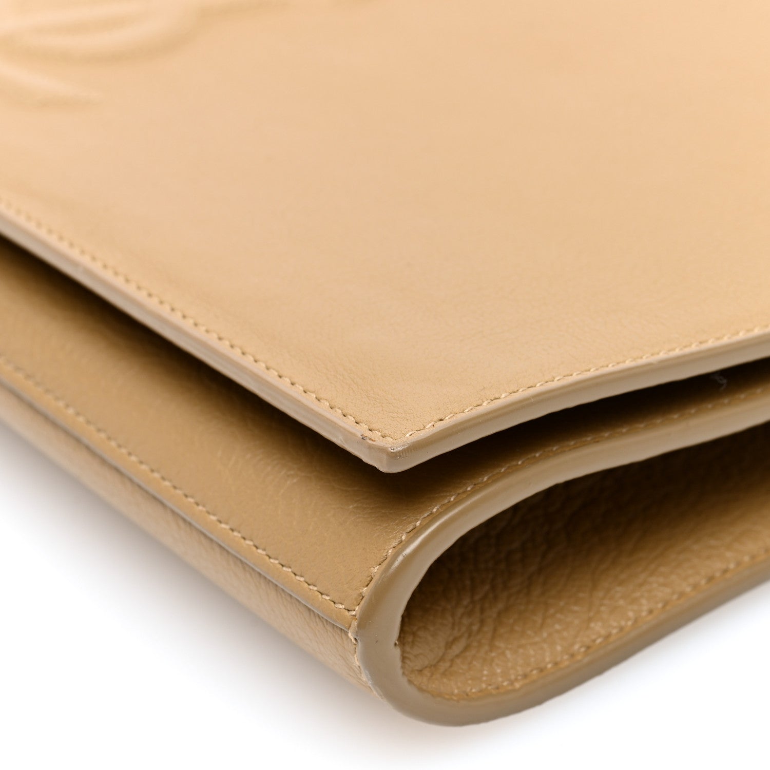 Saint Laurent Calfskin Large Belle De Jour Clutch Beige 9 of 9