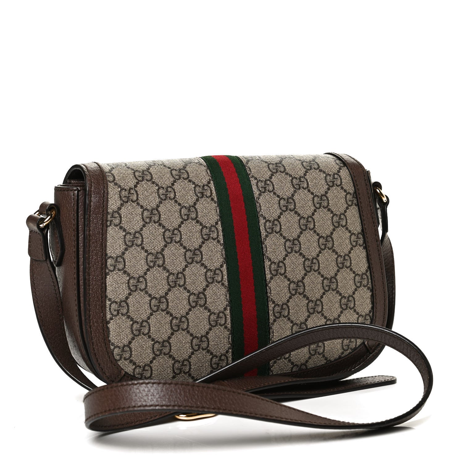 Gucci GG Supreme Monogram Web Small Ophidia Flap Messenger Bag Brown 3 of 11