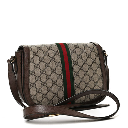 Gucci GG Supreme Monogram Web Small Ophidia Flap Messenger Bag Brown 3 of 11