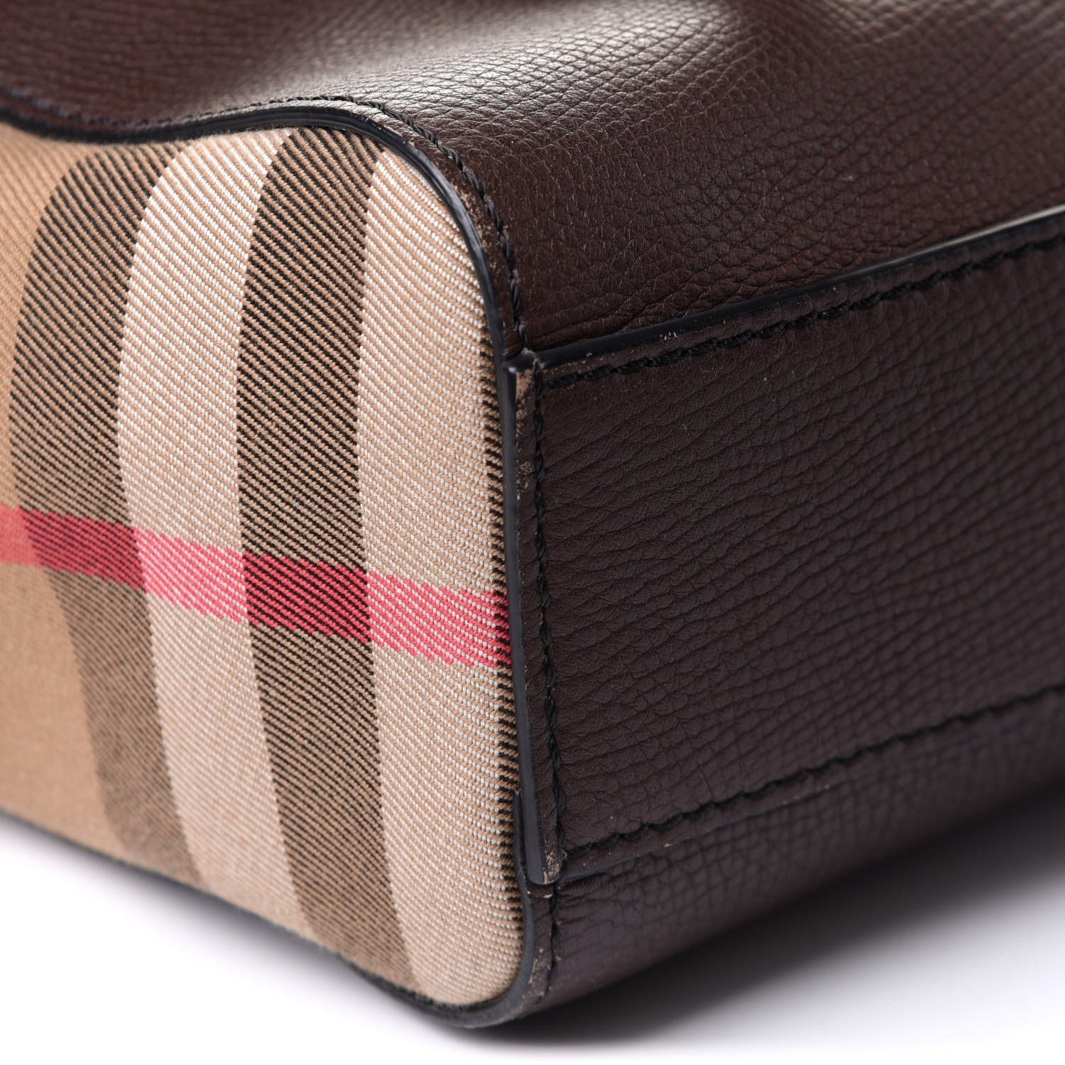 Burberry Grainy Calfskin House Check Ethan Satchel Oak Brown 11 of 13