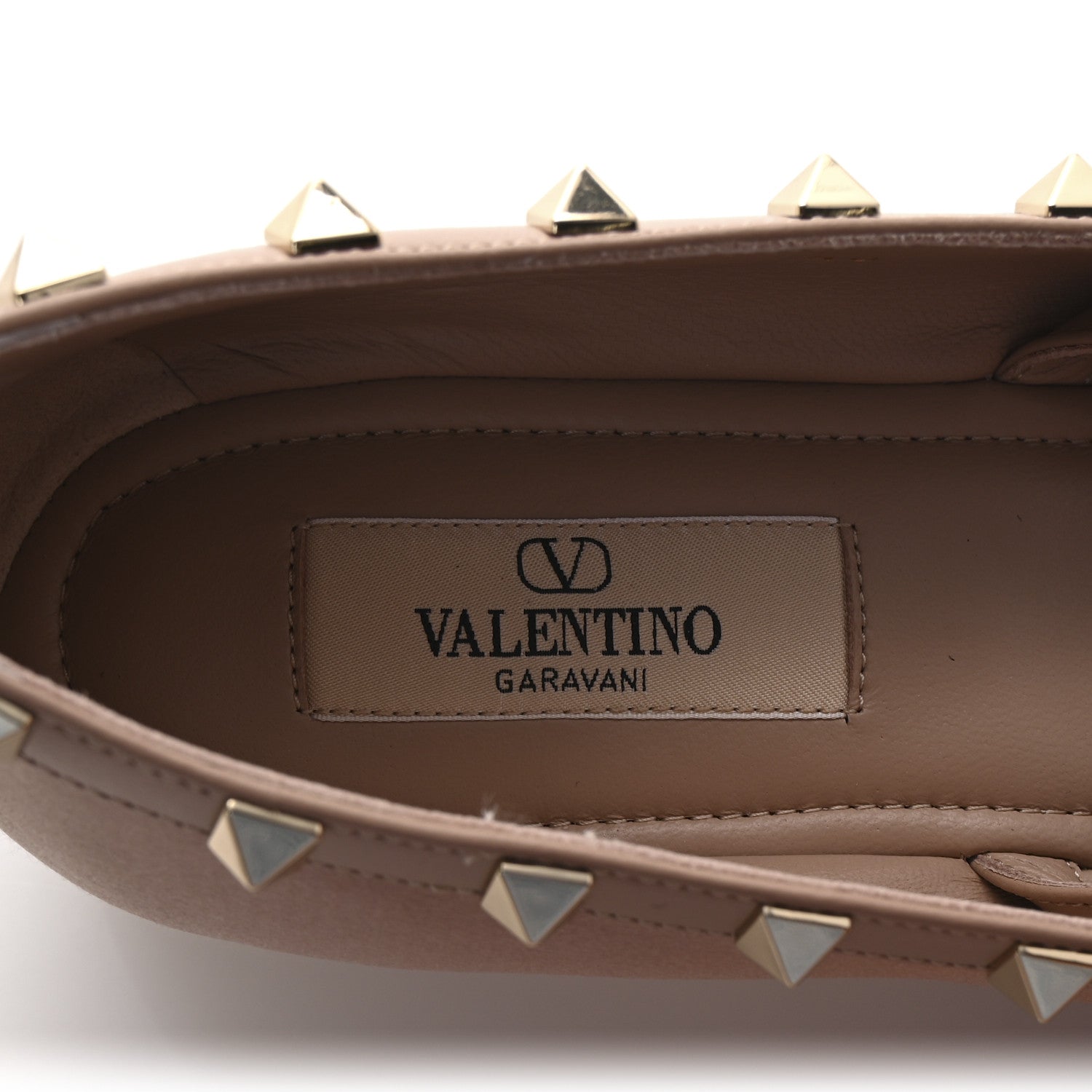 Valentino Garavani Satin Nappa Rockstud Ballerina Flats 40 Rose Cannelle 8 of 10