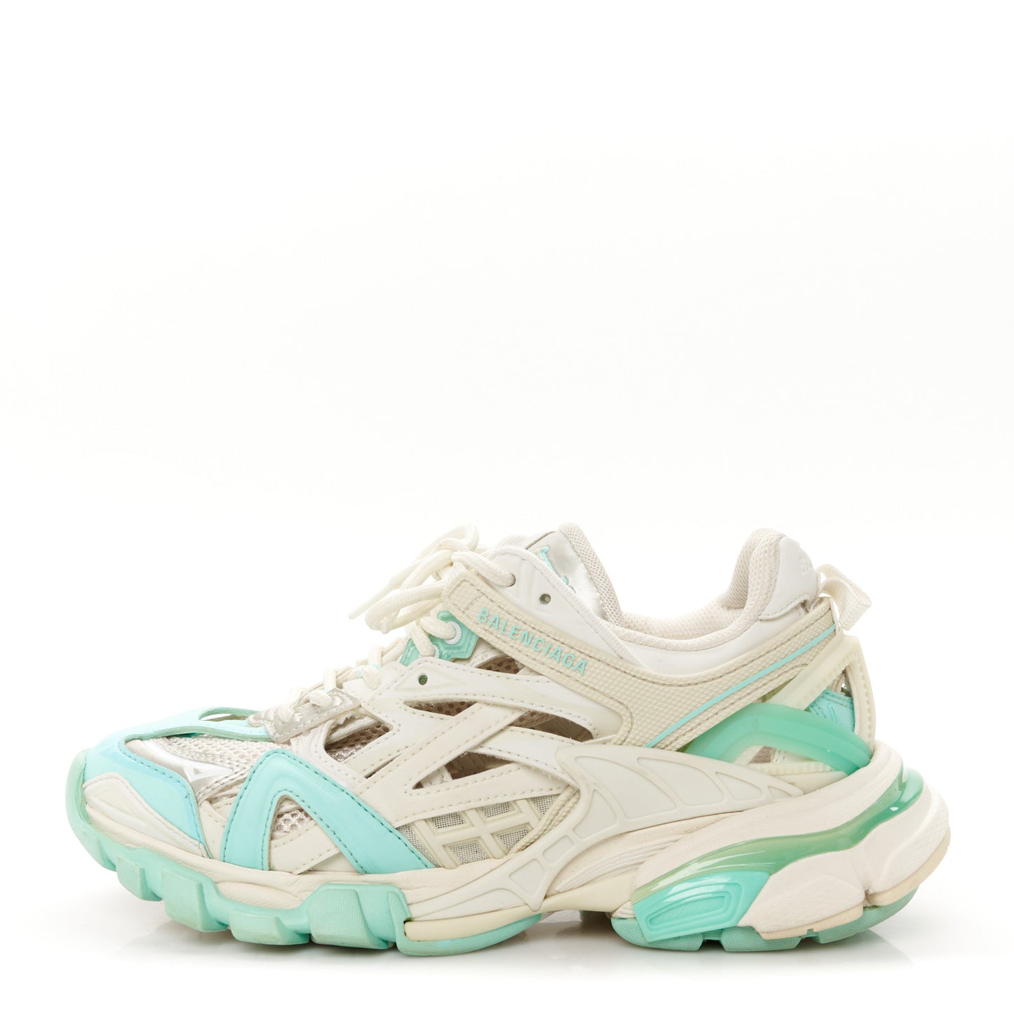 Rubber Mesh Tri-Color Womens Track.2 Open Sneakers 36 Mint Light Beige Grey