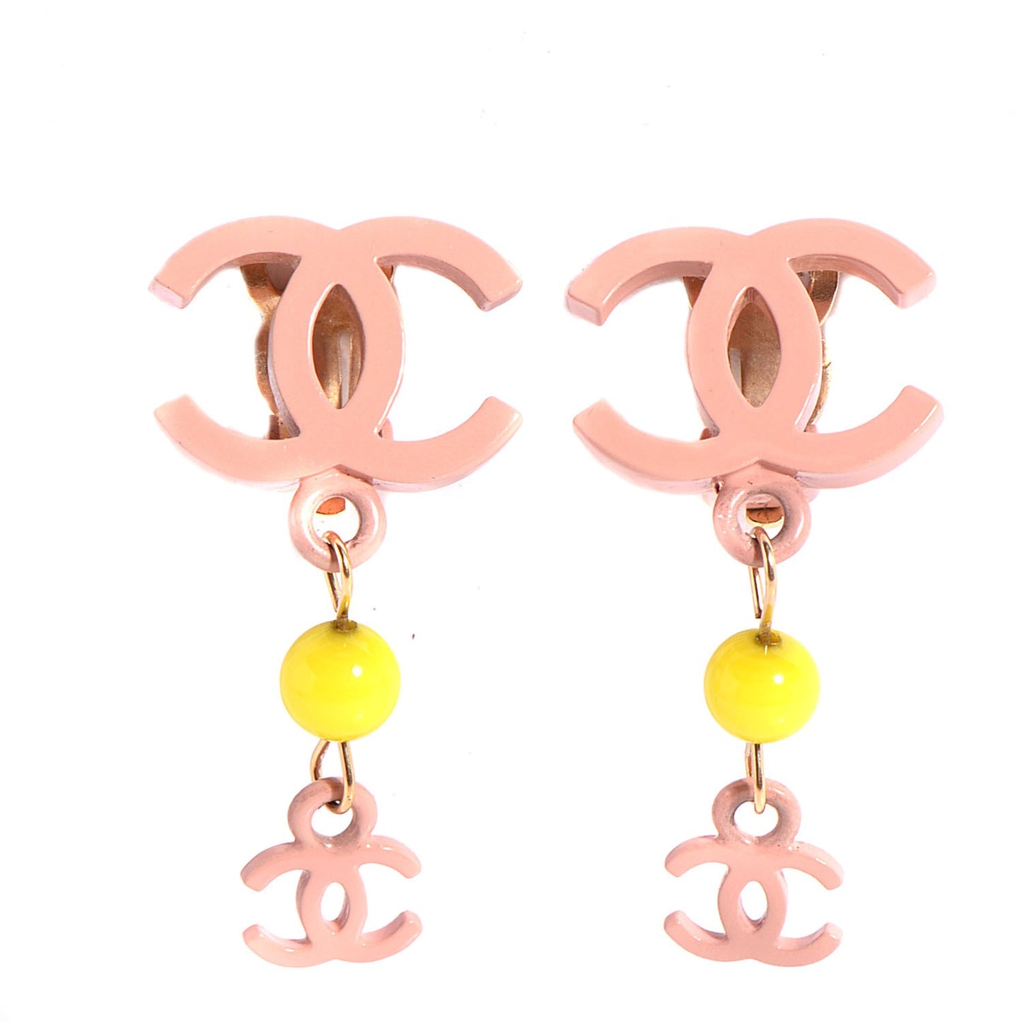 Resin CC Dangle Earrings Pink Yellow