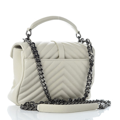 Saint Laurent Sheepskin Matelasse Chevron Monogram Medium College Bag Dove White 3 of 9