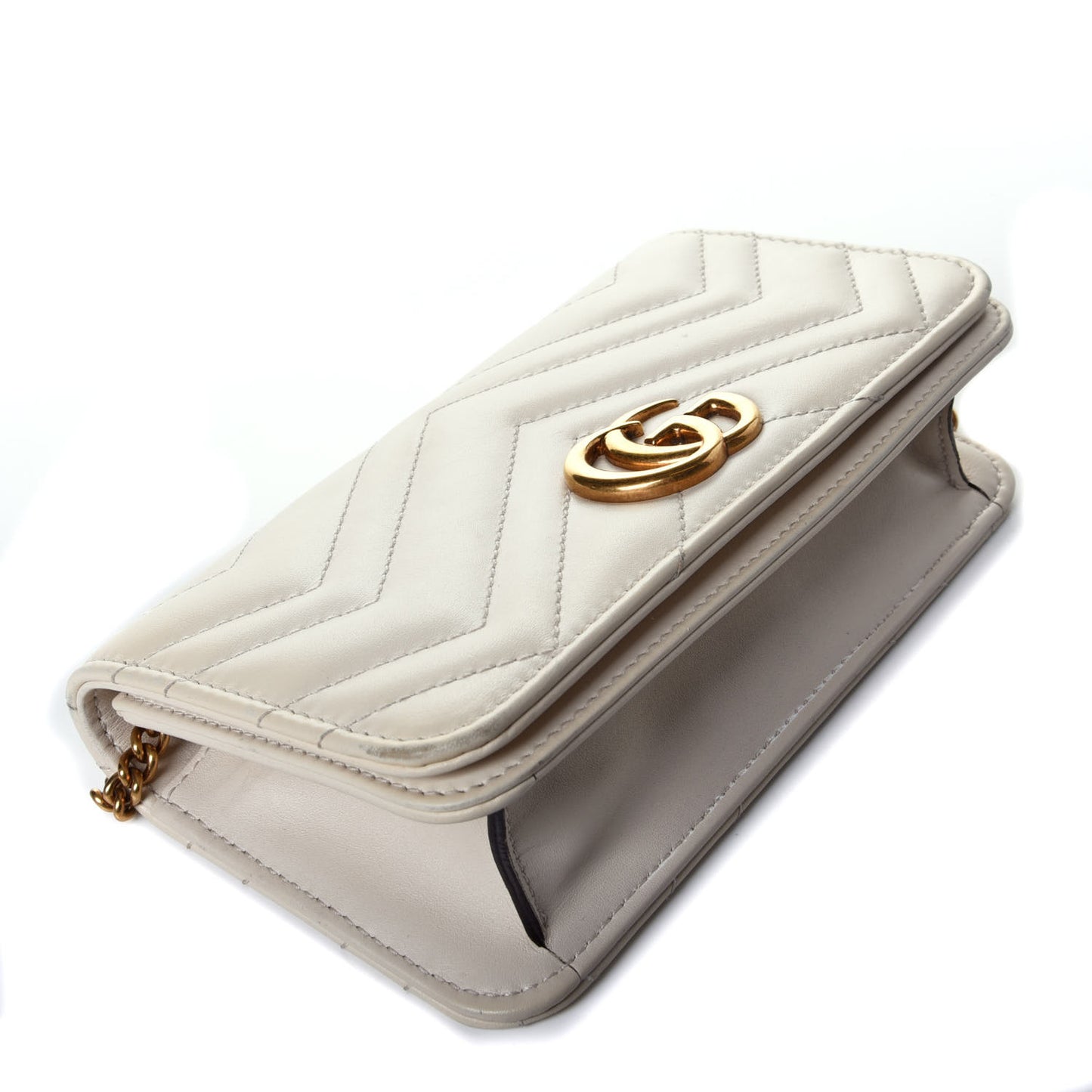Calfskin Matelasse GG Marmont Mini Bag White