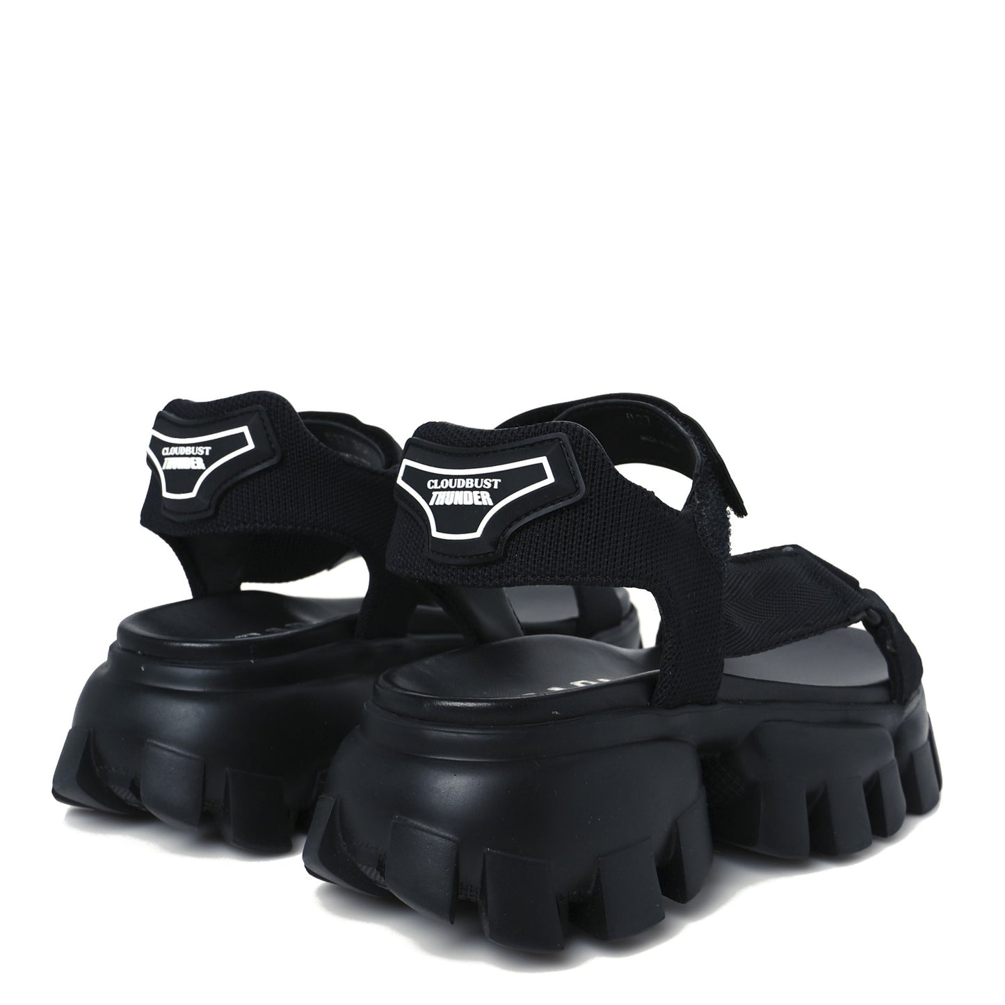 Nappa Logo Embossed Thunder Sole 50mm Sport Sandals 35.5 Black