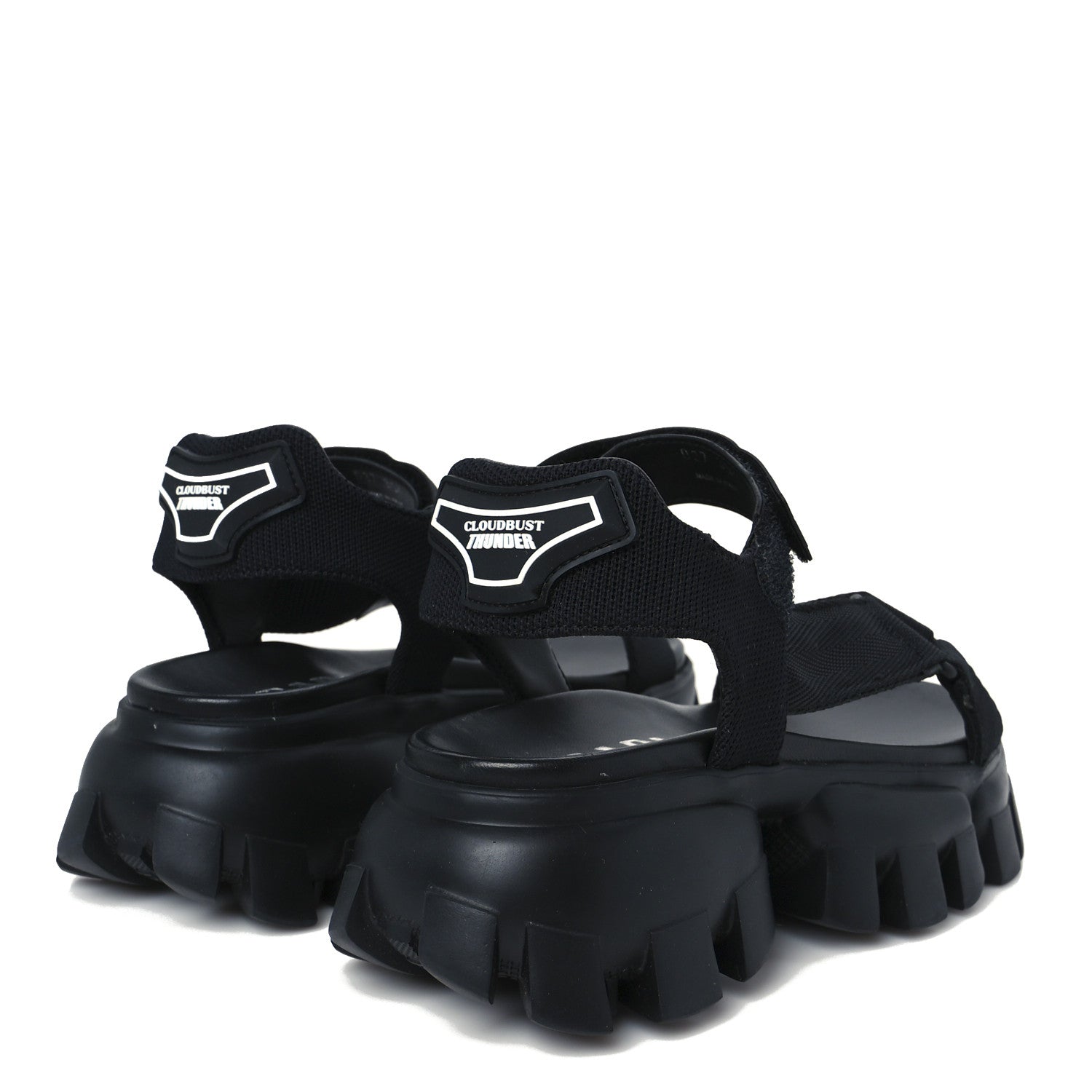 Prada Nappa Logo Embossed Thunder Sole 50mm Sport Sandals 35.5 Black 5 of 10