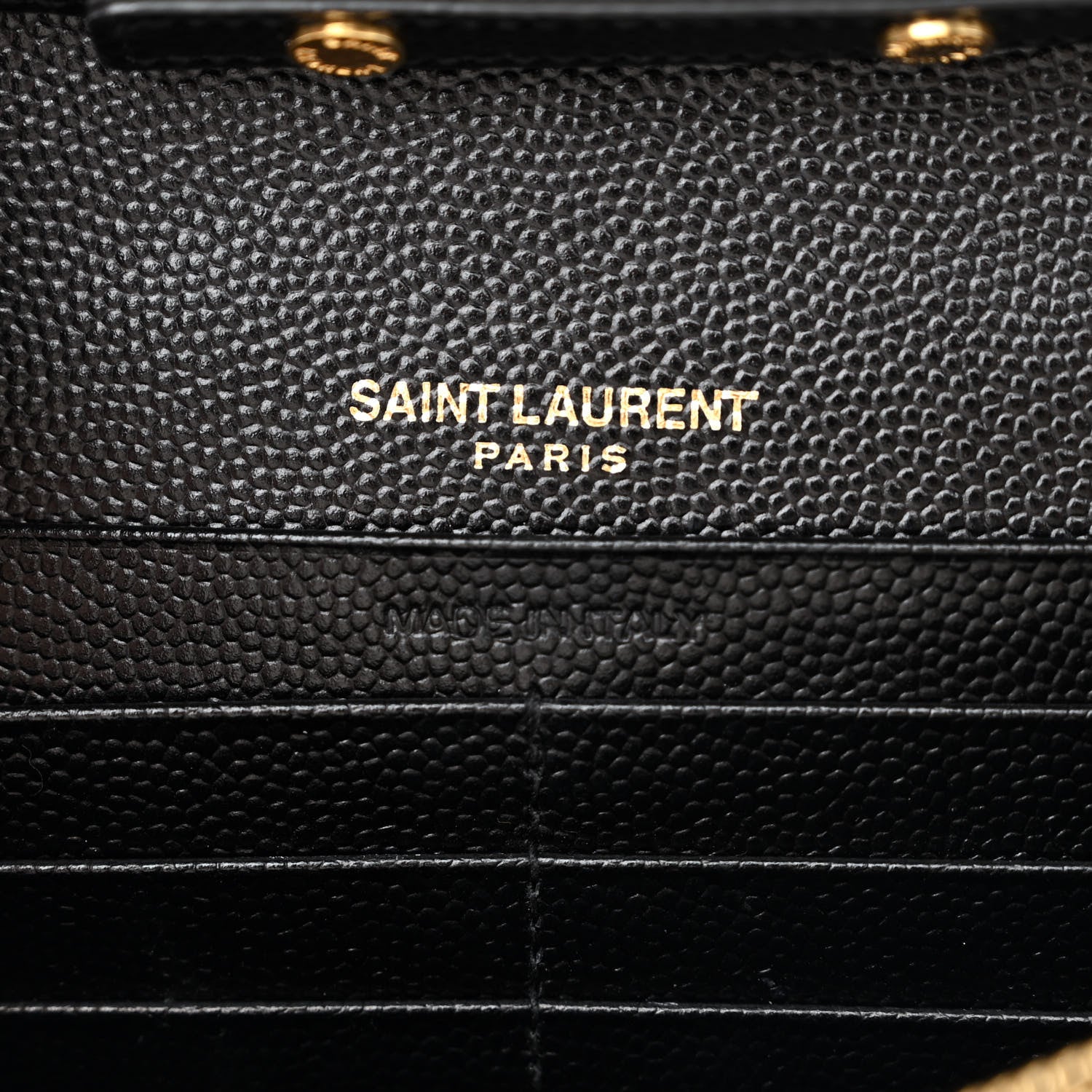 Saint Laurent Grain De Poudre Matelasse Chevron Monogram Chain Wallet Black 6 of 11